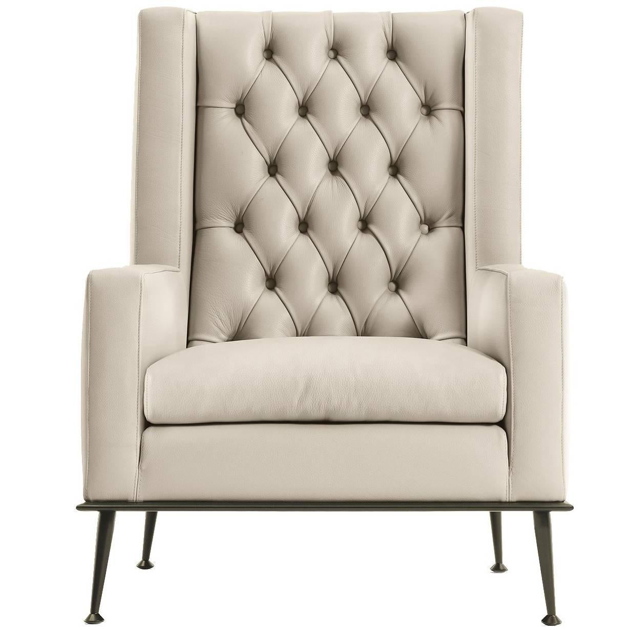 White Leather Armchairs 182 For Sale on 1stdibs