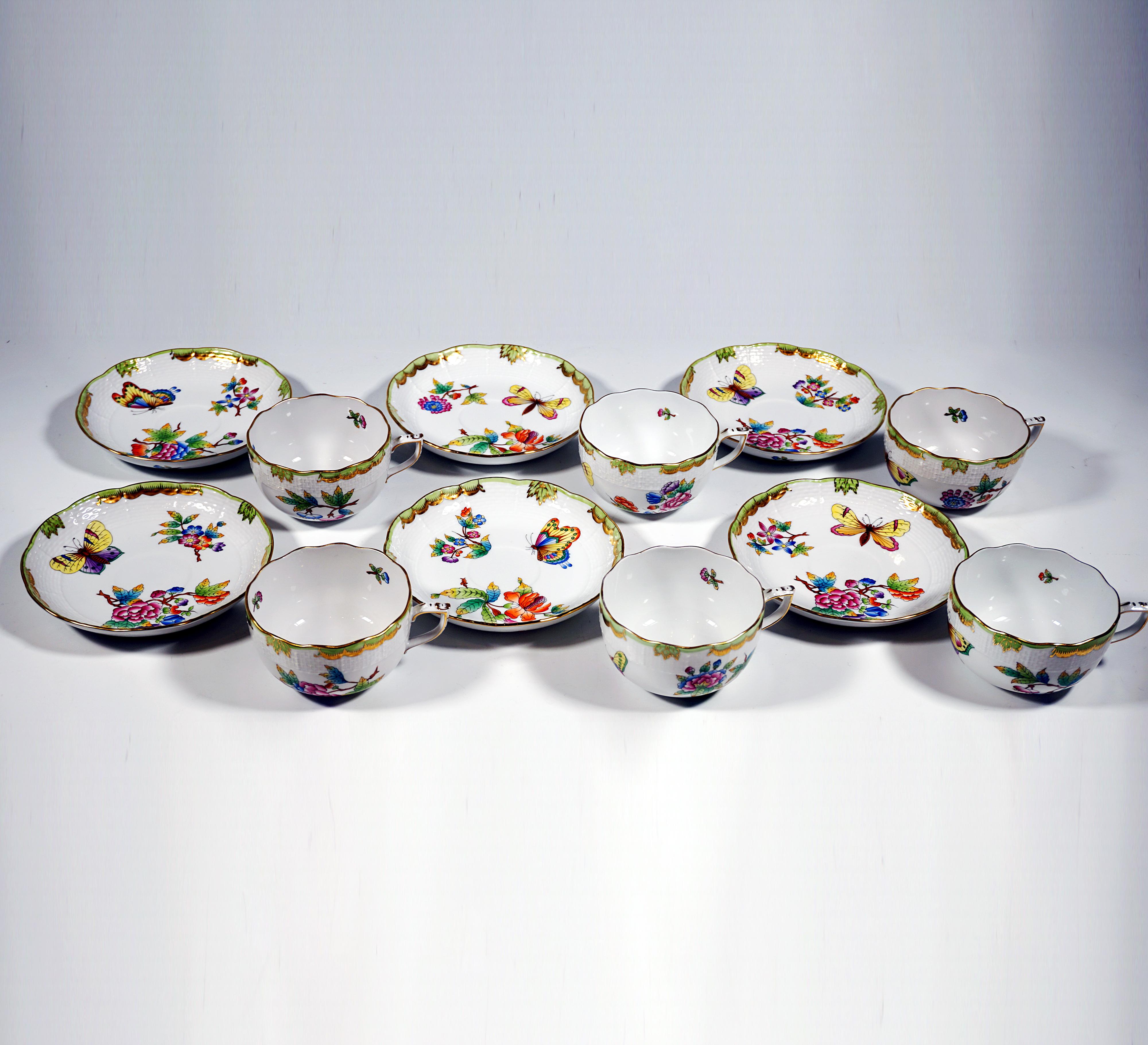 Victoria Avec Bord En Or Coffee Set For 6 Persons Herend Hungary 20th Century 2