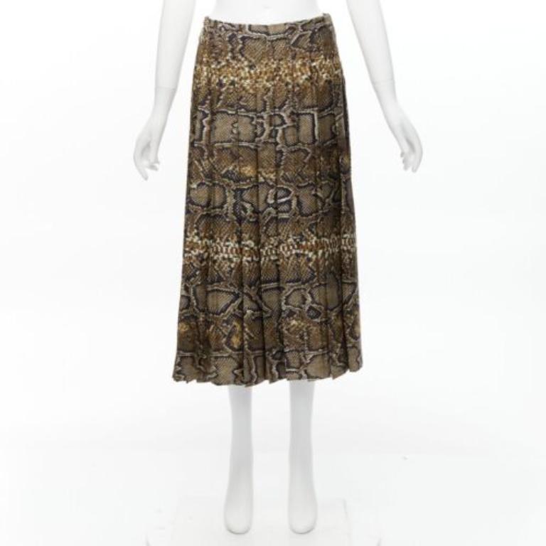 VICTORIA BECKHAM 100% silk  brown animal print pleated midi skirt UK6 XS For Sale 4