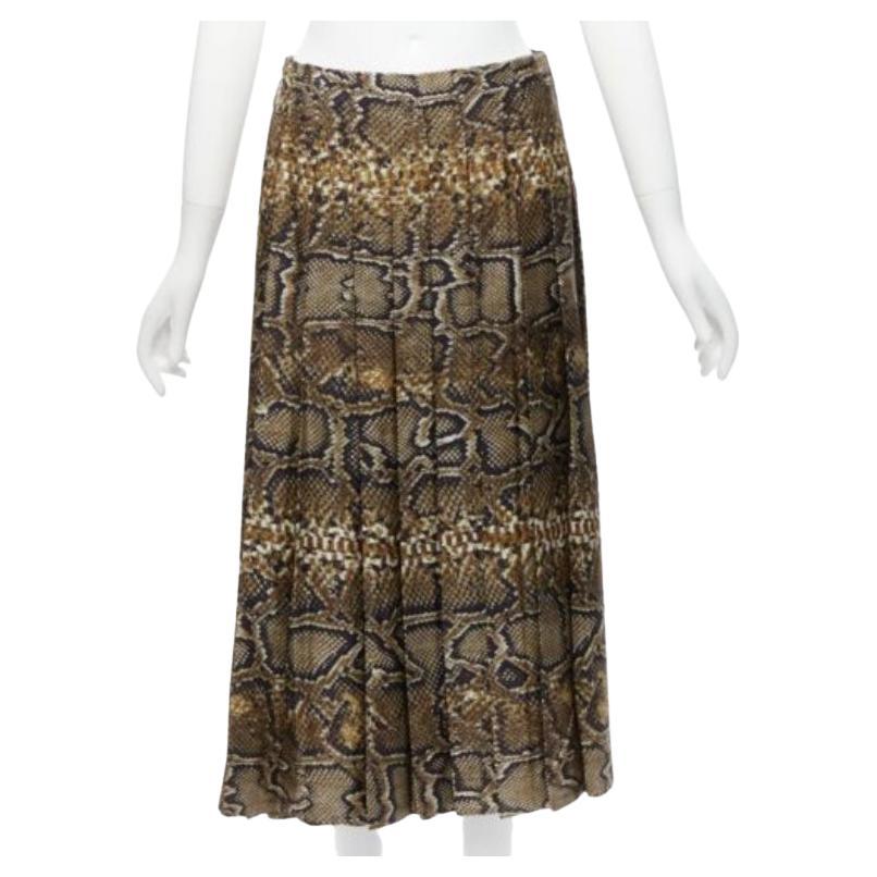 VICTORIA BECKHAM 100% silk  brown animal print pleated midi skirt UK6 XS For Sale