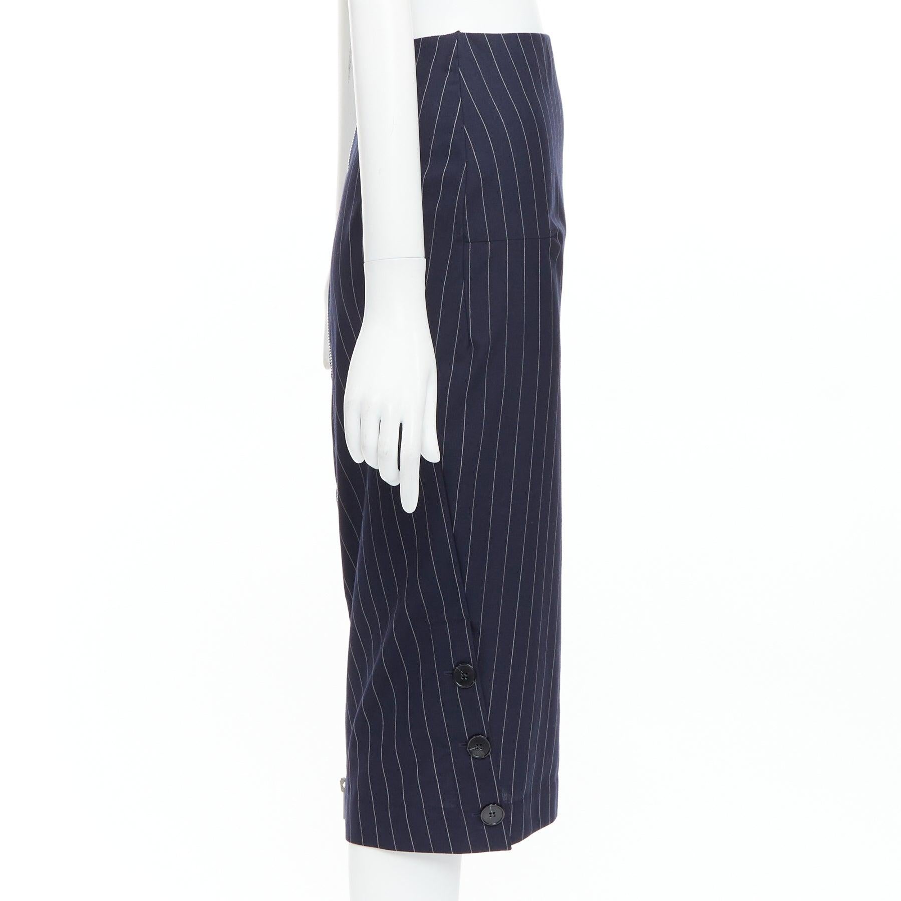 VICTORIA BECKHAM 100% Wolle Marineblauer Navy Nadelstreifen 2-Wege Reißverschluss Bleistiftrock UK6 XS im Zustand „Gut“ im Angebot in Hong Kong, NT