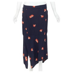 Victoria Beckham 2018 gonna midi a pannelli asimmetrici con stampa floreale arancione UK10 M.