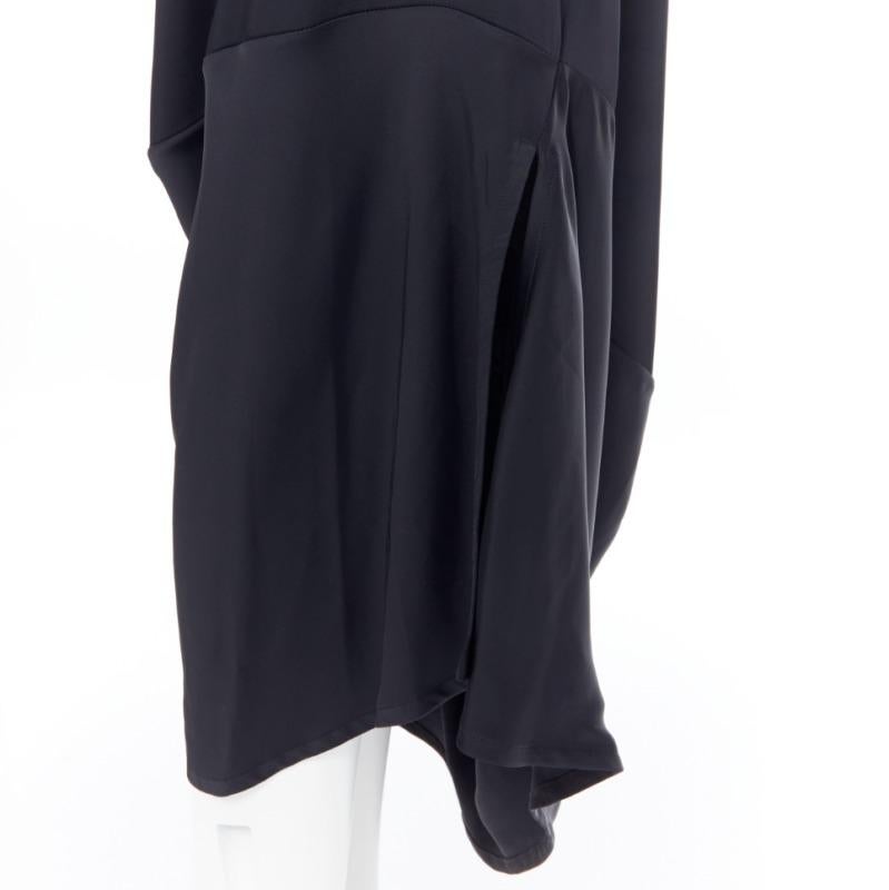 VICTORIA BECKHAM 2018 Pasarela negro satén cuero cuello cinturón vestido UK12 L en venta 4