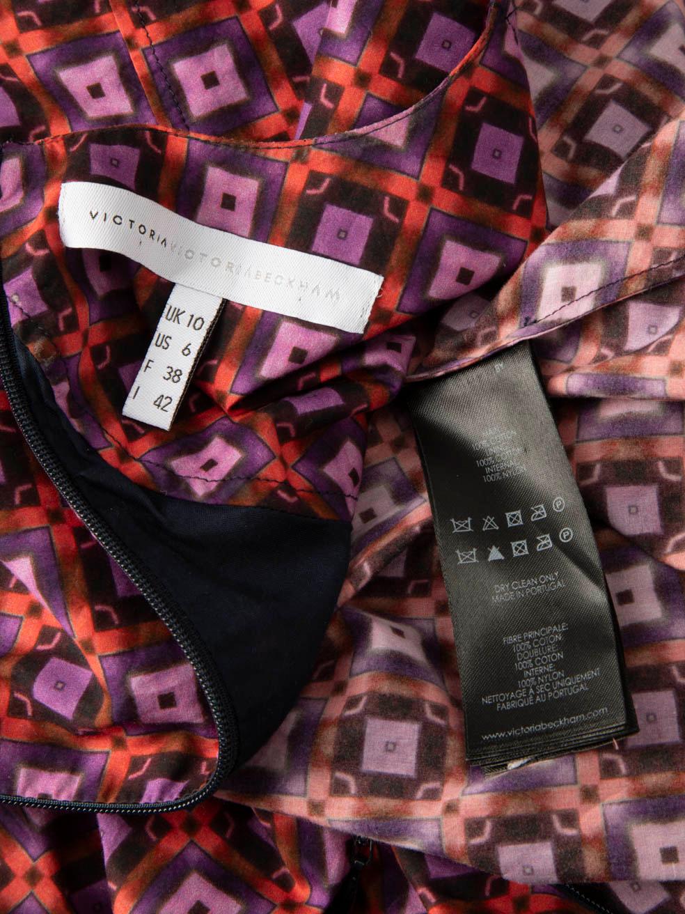 Victoria Victoria Beckham Vestido cuello redondo estampado abstracto Talla M en venta 4