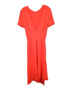 Abito midi asimmetrico in cady di Victoria Beckham, in viscosa color corallo