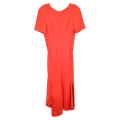 Abito midi asimmetrico in cady di Victoria Beckham, in viscosa color corallo