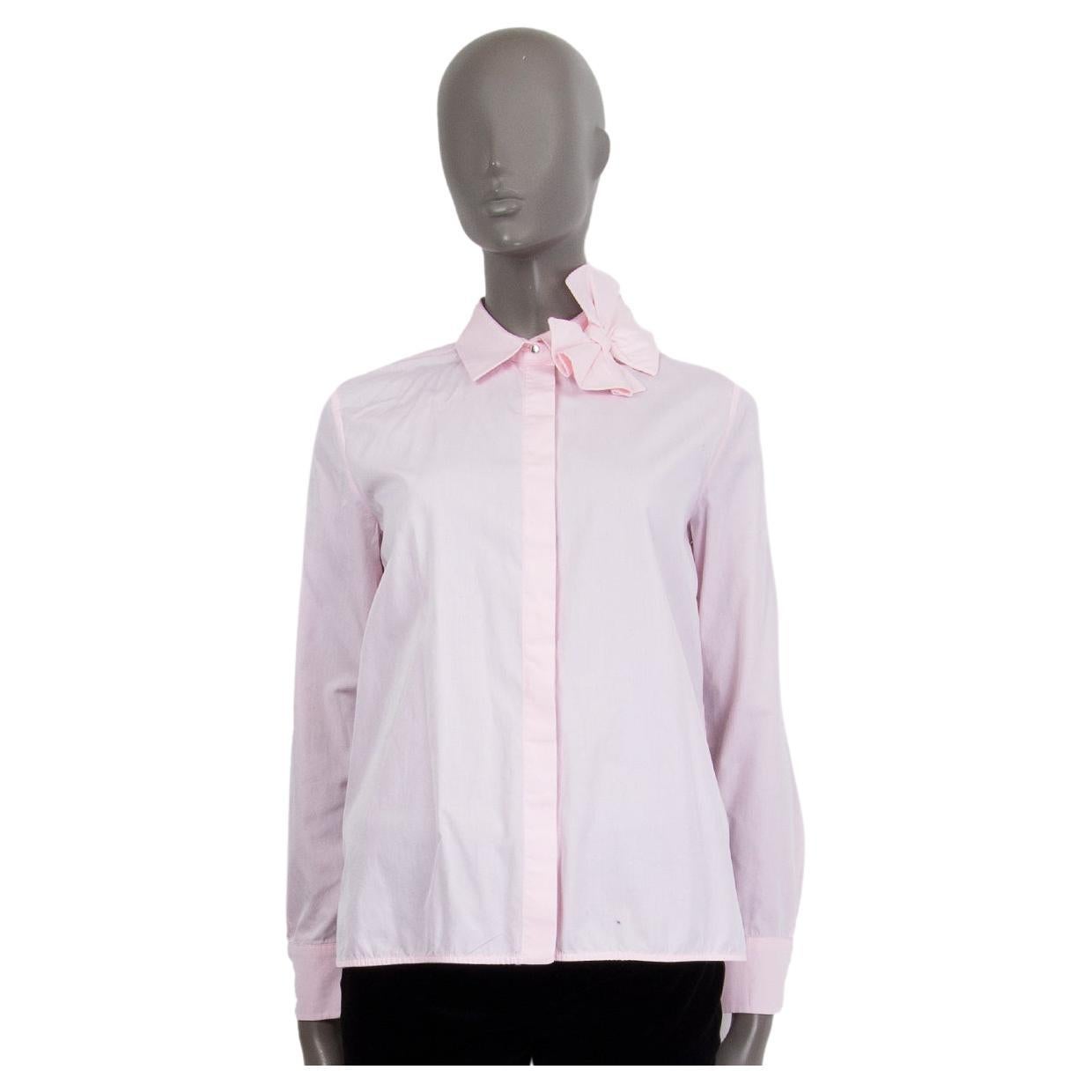 VICTORIA BECKHAM baby pink cotton BOW DETAILE Button Up Shirt Top 8 XS For Sale