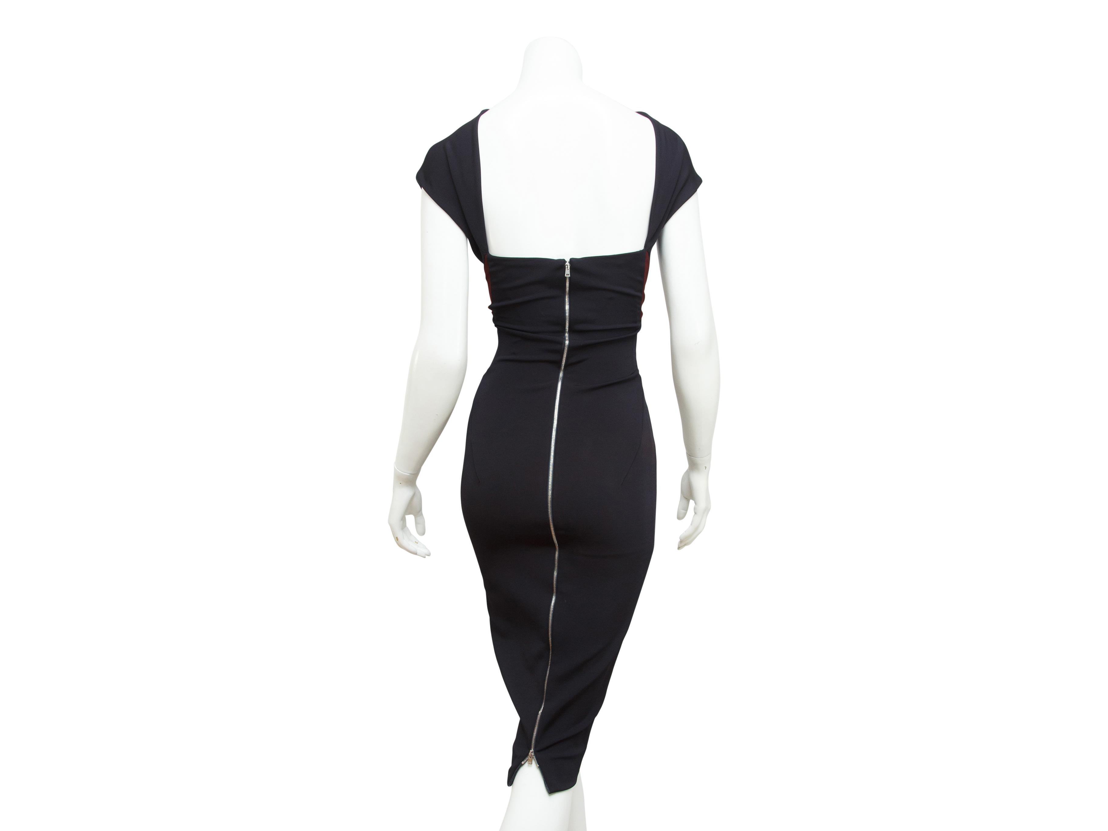 Victoria Beckham Black & Burgundy Sheath Dress In Good Condition In New York, NY