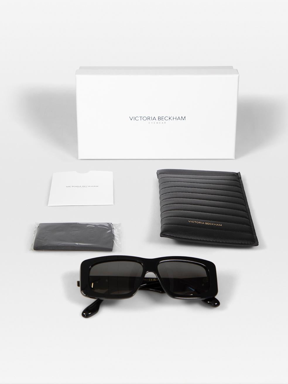 Victoria Beckham Black Chain Rectangular Sunglasses For Sale 5