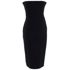 Victoria Beckham Black Corset Panel Fitted Strapless Dress