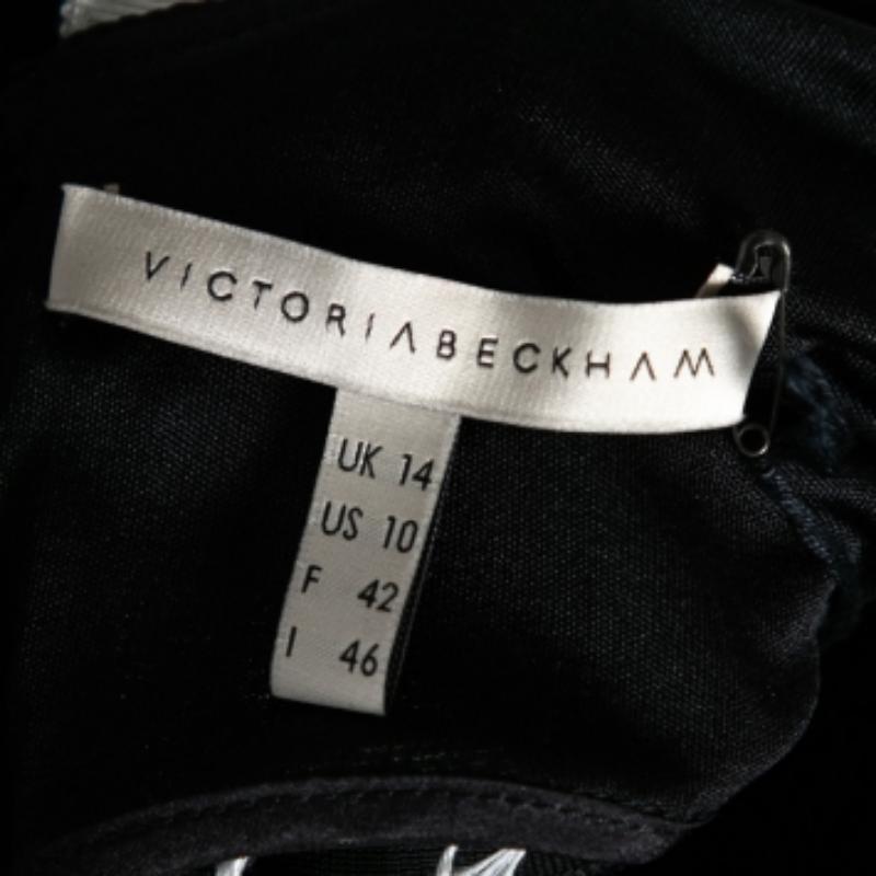 Women's Victoria Beckham Black Crepe Contrast Strap Detail Sleeveless Dress L For Sale