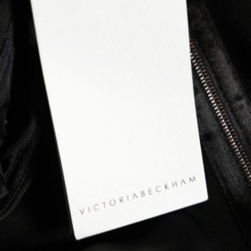 Victoria Beckham Black Crepe Contrast Strap Detail Sleeveless Dress L For Sale 2