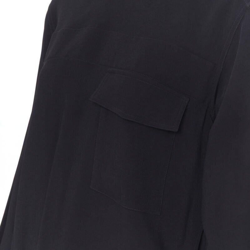 VICTORIA BECKHAM black crepe flap breast pocket strapped collar blouse top UK8 M For Sale 5