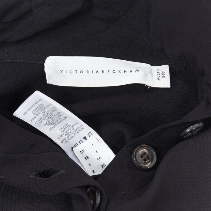 VICTORIA BECKHAM Schwarzes Blusentop aus Krepp mit Brusttasche und Stehkragen UK8 M im Angebot 8