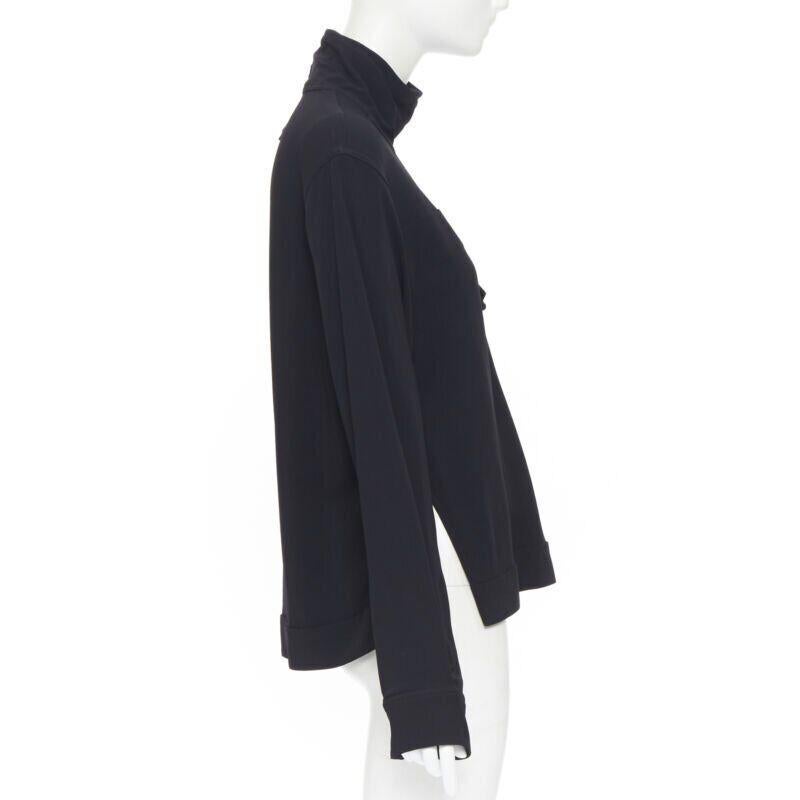 Women's VICTORIA BECKHAM black crepe flap breast pocket strapped collar blouse top UK8 M For Sale