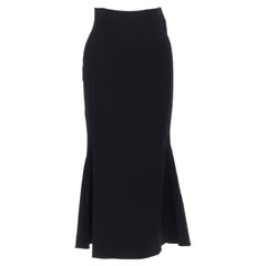 VICTORIA BECKHAM black crepe kick flared hem midi cocktail skirt IT40 XS