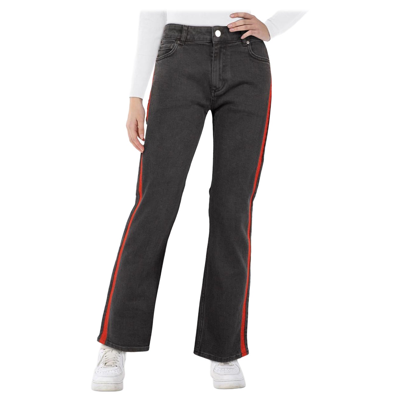 Victoria Beckham Black Denim Red Side Stripe Jeans Size S im Angebot