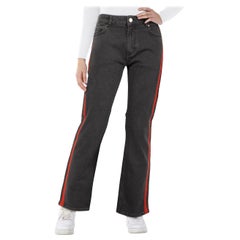 Victoria Beckham Black Denim Red Side Stripe Jeans Size S