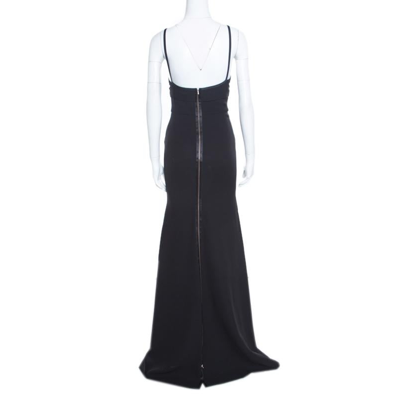 Victoria Beckham Black Double Crepe Cutout Detail Sleeveless Maxi Dress S In Excellent Condition In Dubai, Al Qouz 2