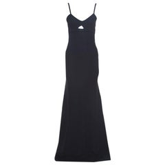 Victoria Beckham Black Double Crepe Cutout Detail Sleeveless Maxi Dress S