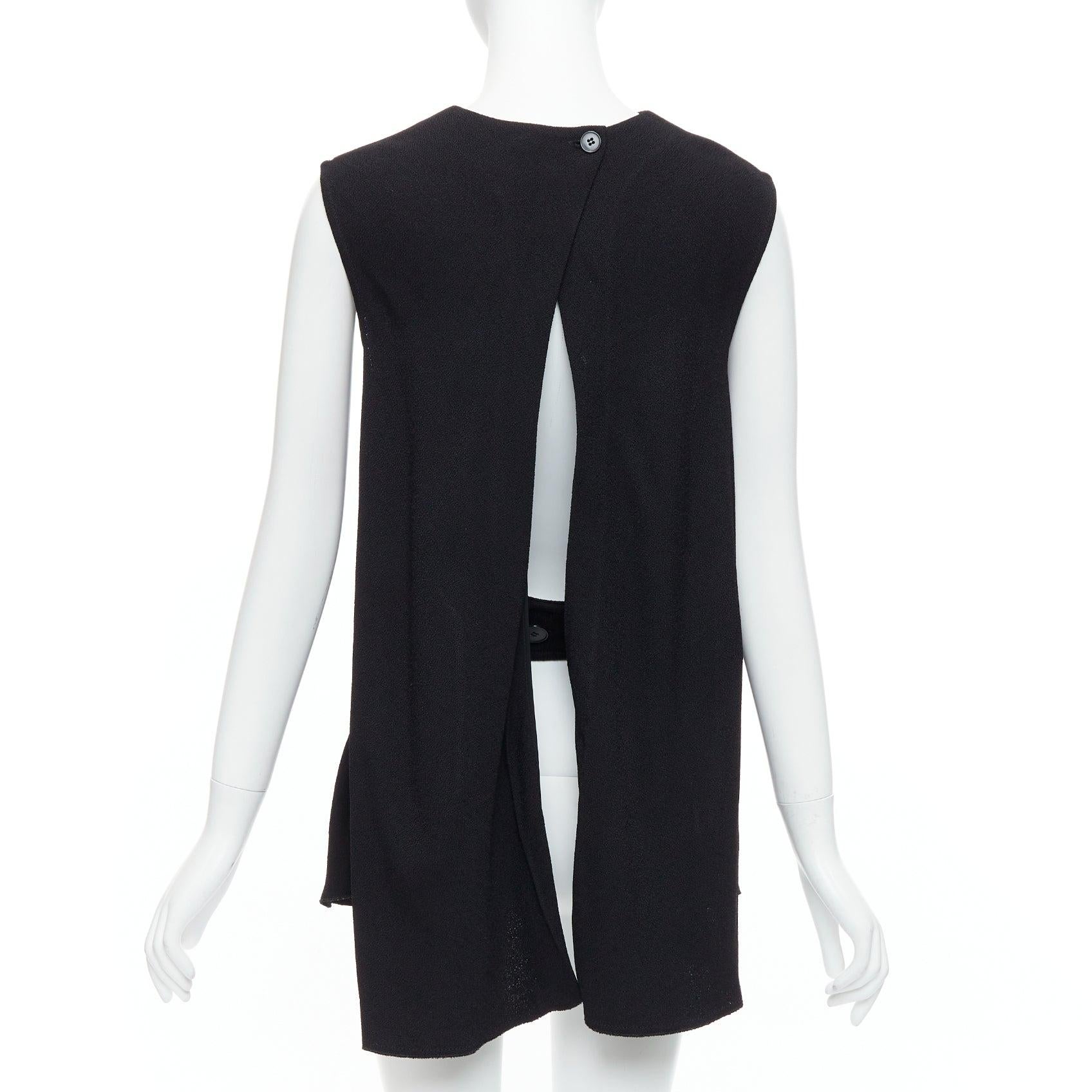 Black VICTORIA BECKHAM black drape backless inserted belt crew neck top For Sale