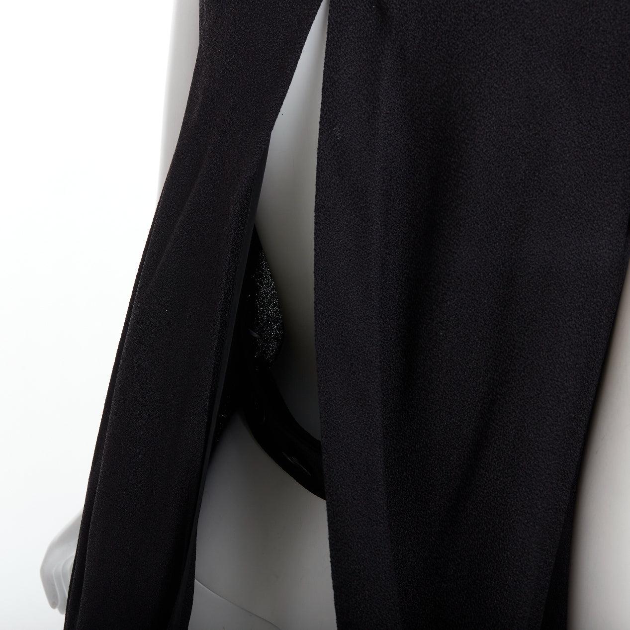 VICTORIA BECKHAM black drape backless inserted belt crew neck top For Sale 1