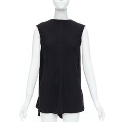 VICTORIA BECKHAM Schwarzes drapiertes rückenfreies Top mit Rundhalsausschnitt und eingesetztem Gürtel