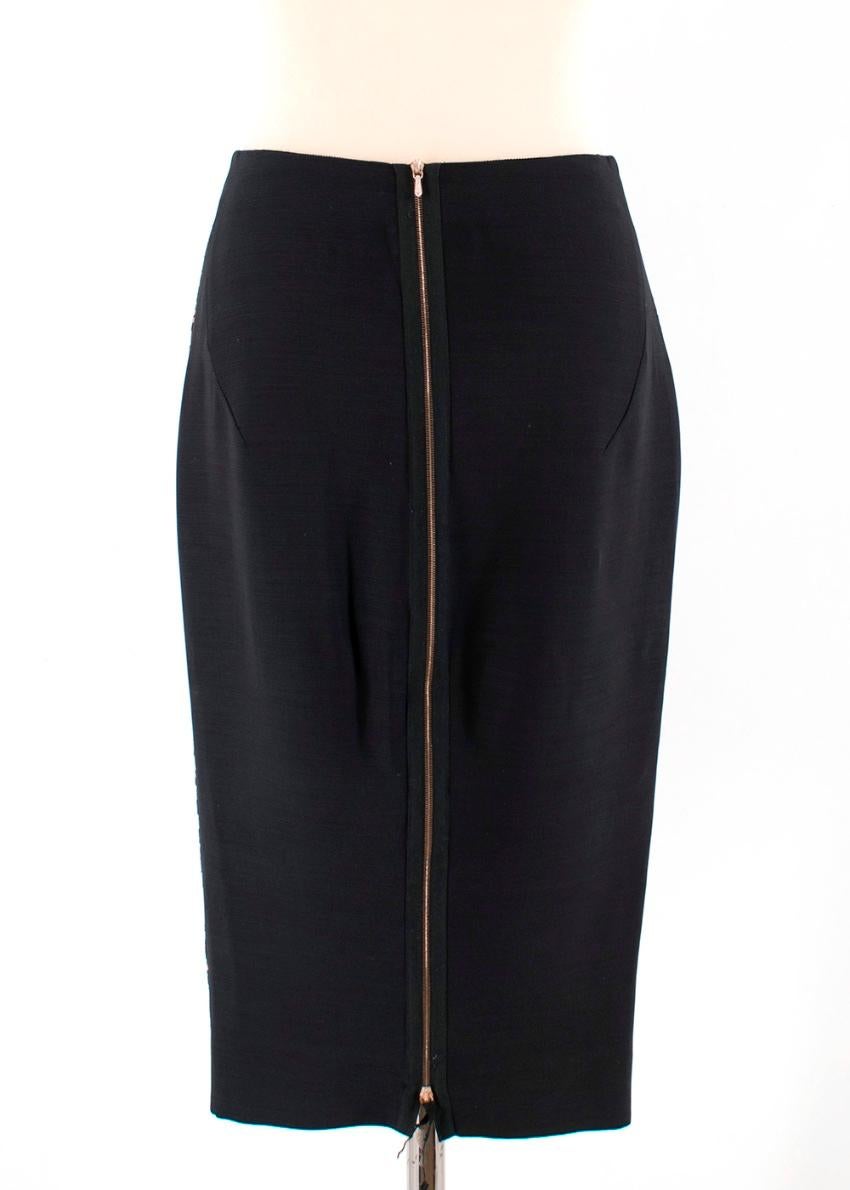 Victoria Beckham Black Floral Jacquard Pencil Skirt - Size US6 In Excellent Condition In London, GB
