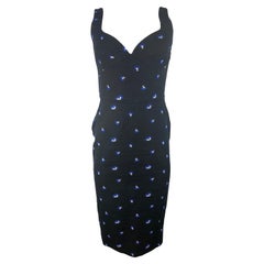 Vestido Midi Floral Negro Victoria Beckham, Talla 8