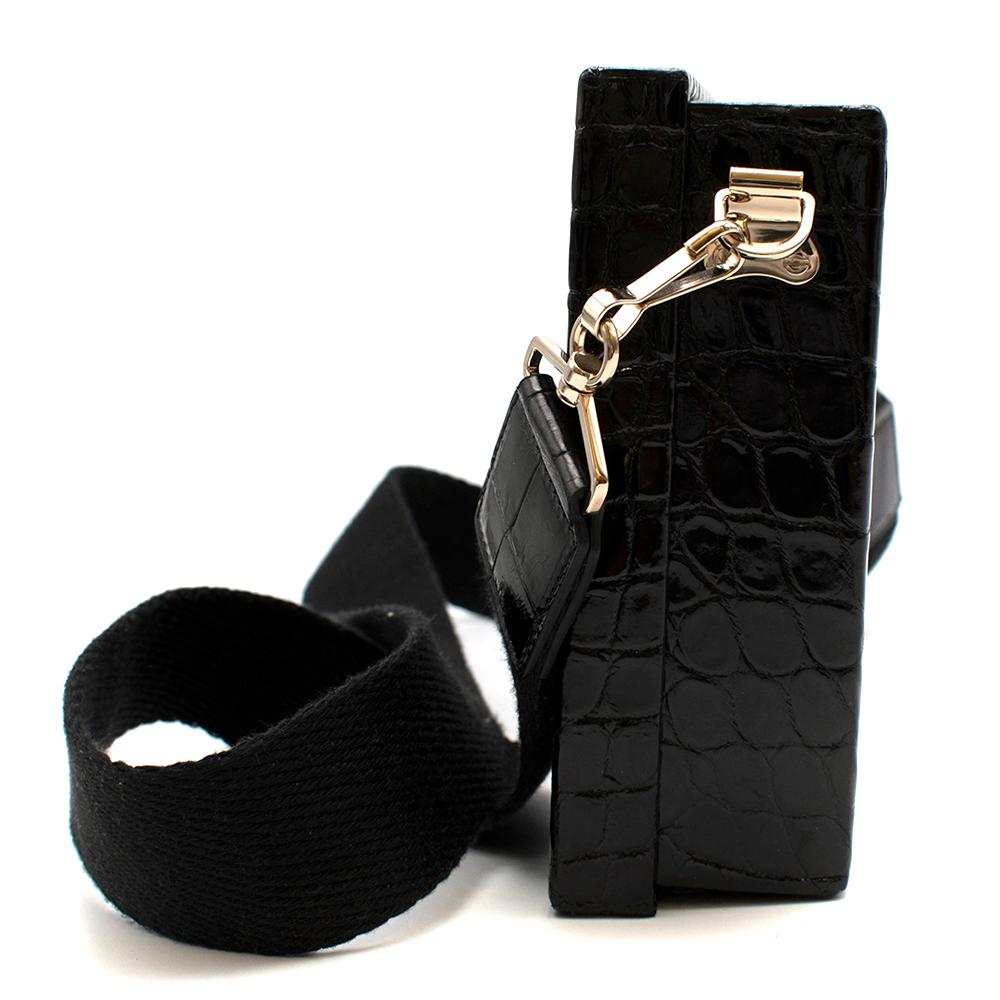 Victoria Beckham Black Glossy Alligator Large Show Box In New Condition For Sale In London, GB