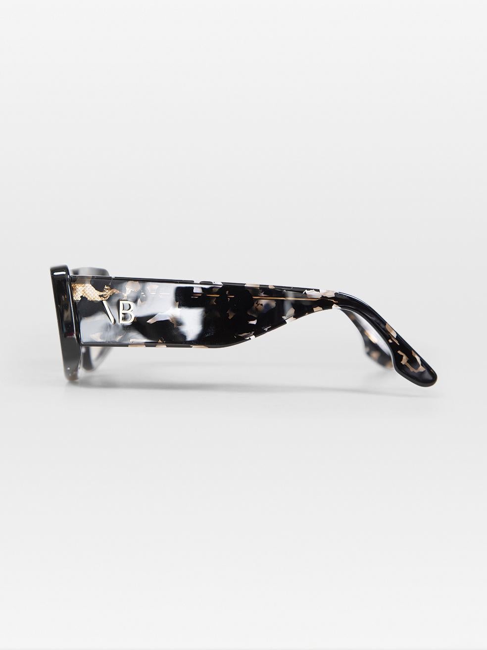 Victoria Beckham Black Havana Rectangular Sunglasses For Sale 1