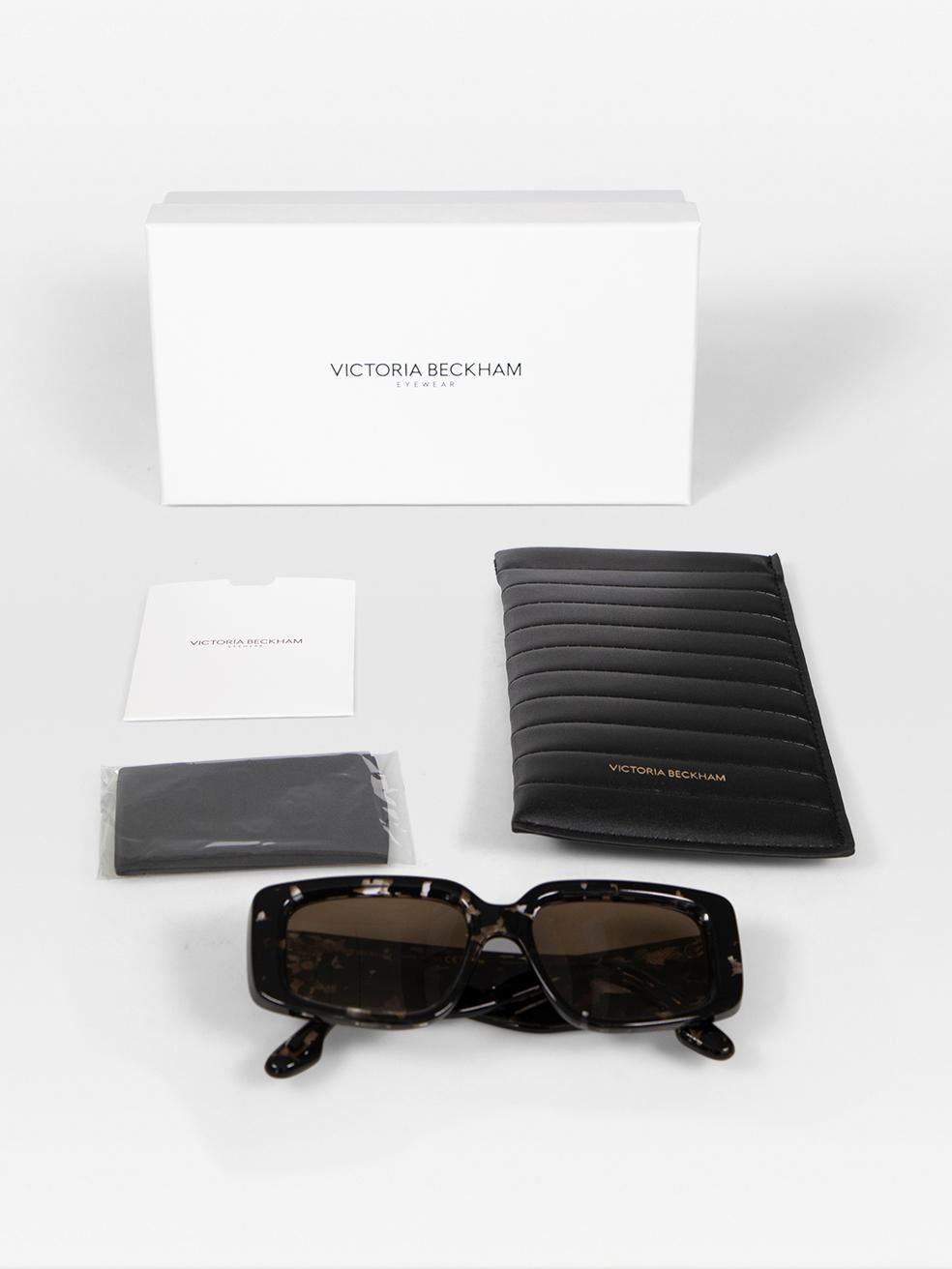 Victoria Beckham Black Havana Rectangular Sunglasses For Sale 5