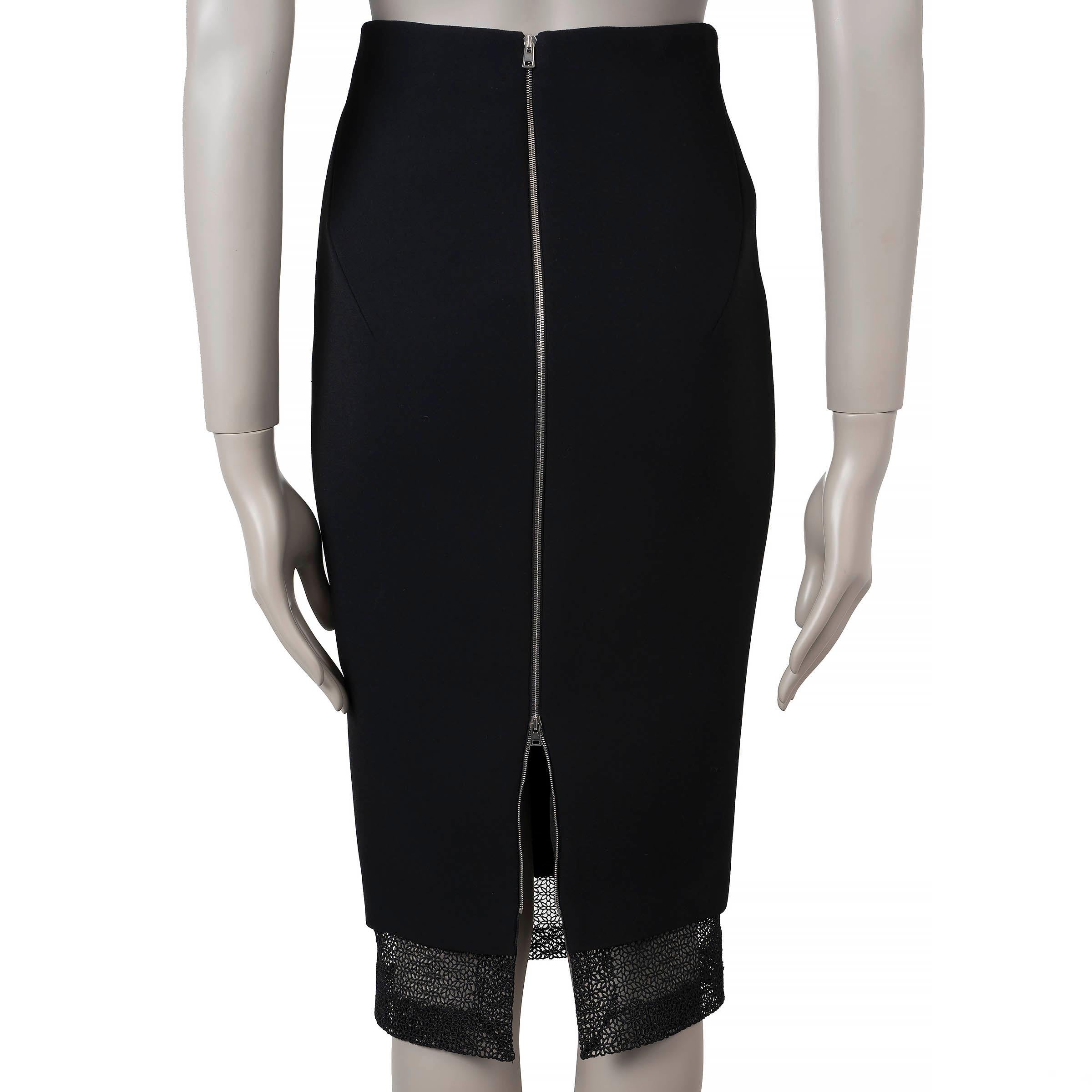 VICTORIA BECKHAM falda lápiz negra con ribete de encaje y cintura alta UK 8 XS Negro en venta