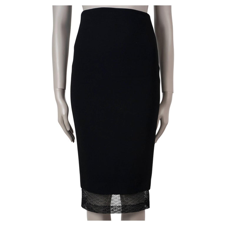 VICTORIA BECKHAM black LACE TRIM HIGH WAISTED PENCIL Skirt UK 8 XS For Sale  at 1stDibs