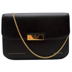 Victoria Beckham Black Leather Eva Clutch - New Season