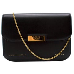 Victoria Beckham Black Leather Eva Clutch - New Season 