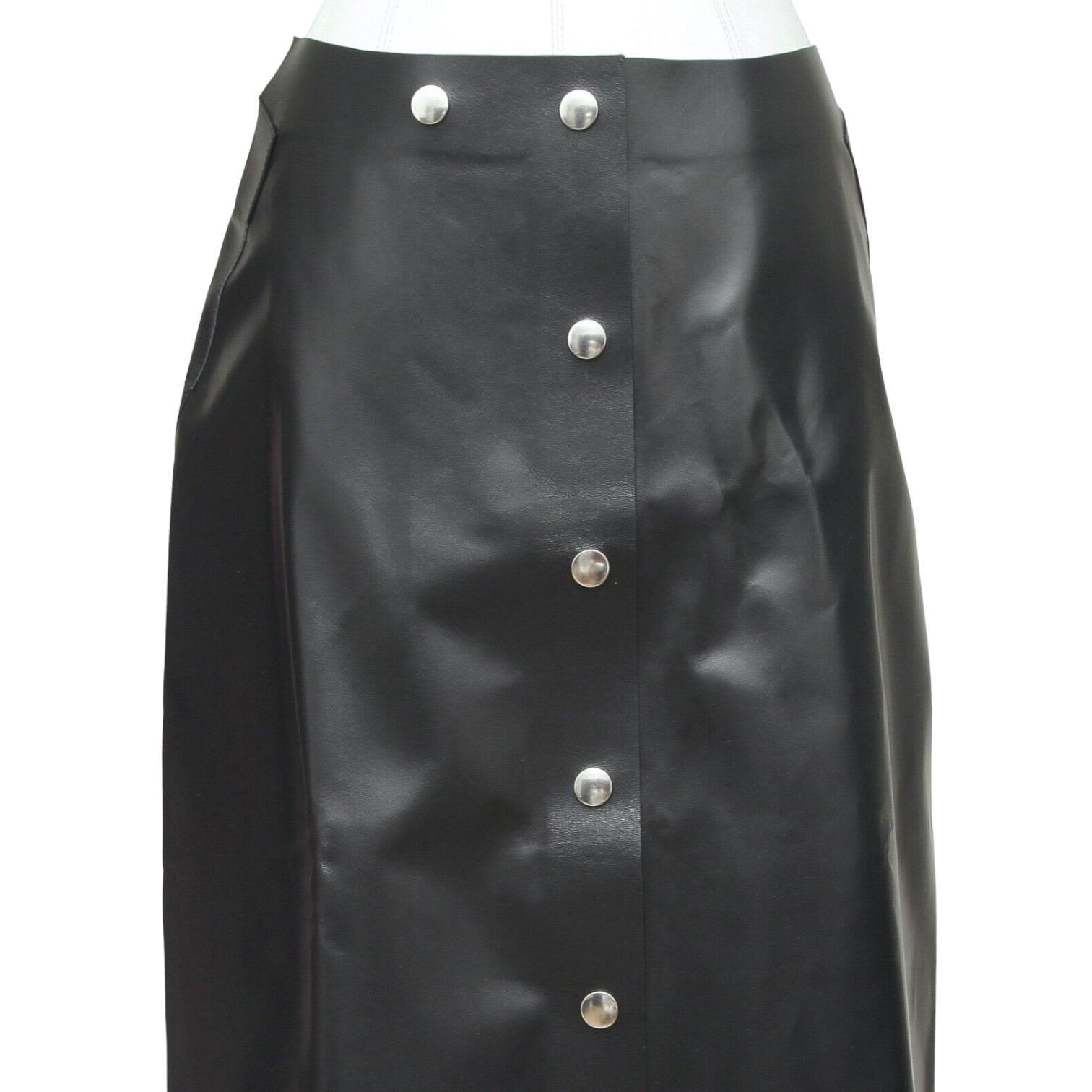 mid length faux leather skirt