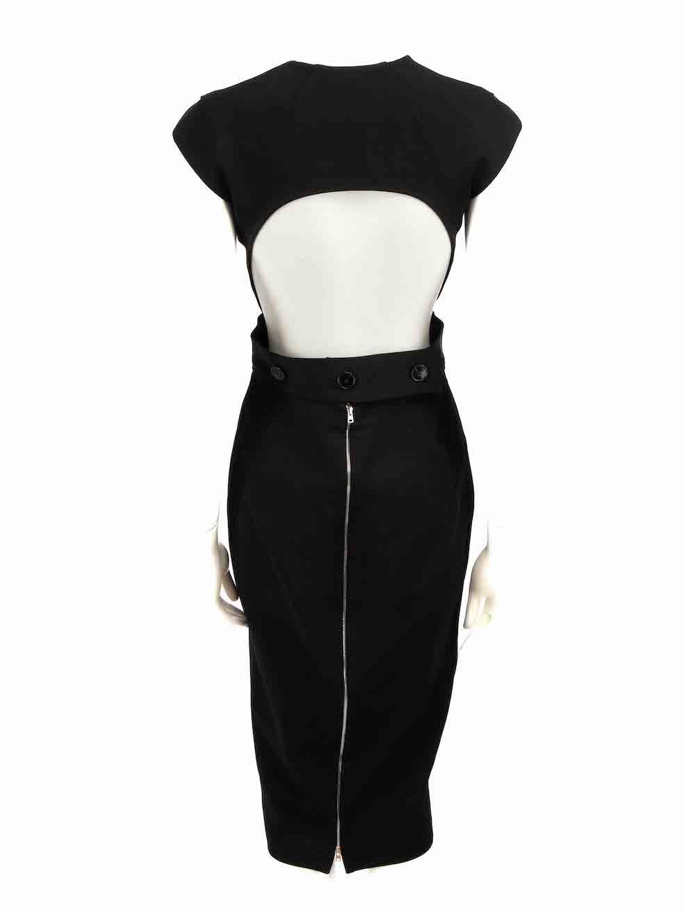 Victoria Beckham Black Open Back Midi Dress Size L In Good Condition For Sale In London, GB