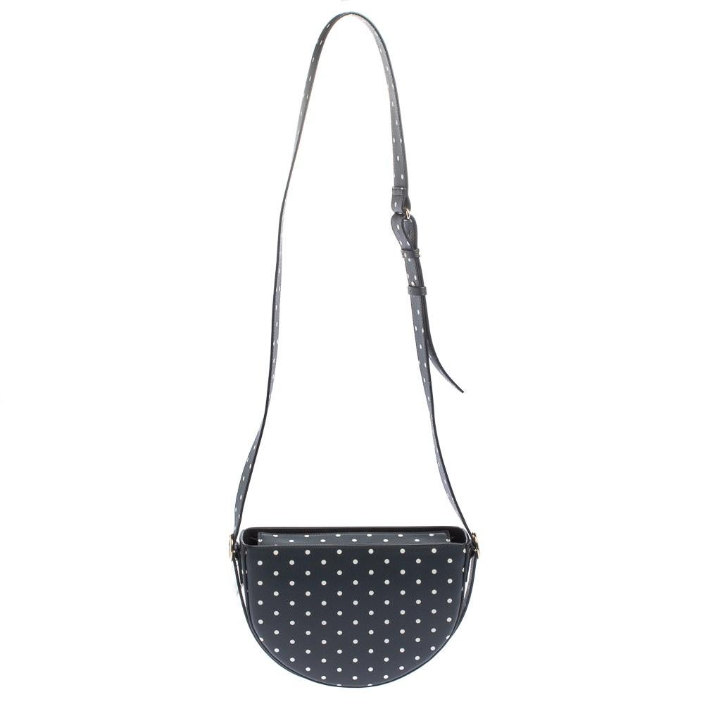 Victoria Beckham Black Polka Dots Leather Baby Half Moon Shoulder Bag In Good Condition In Dubai, Al Qouz 2