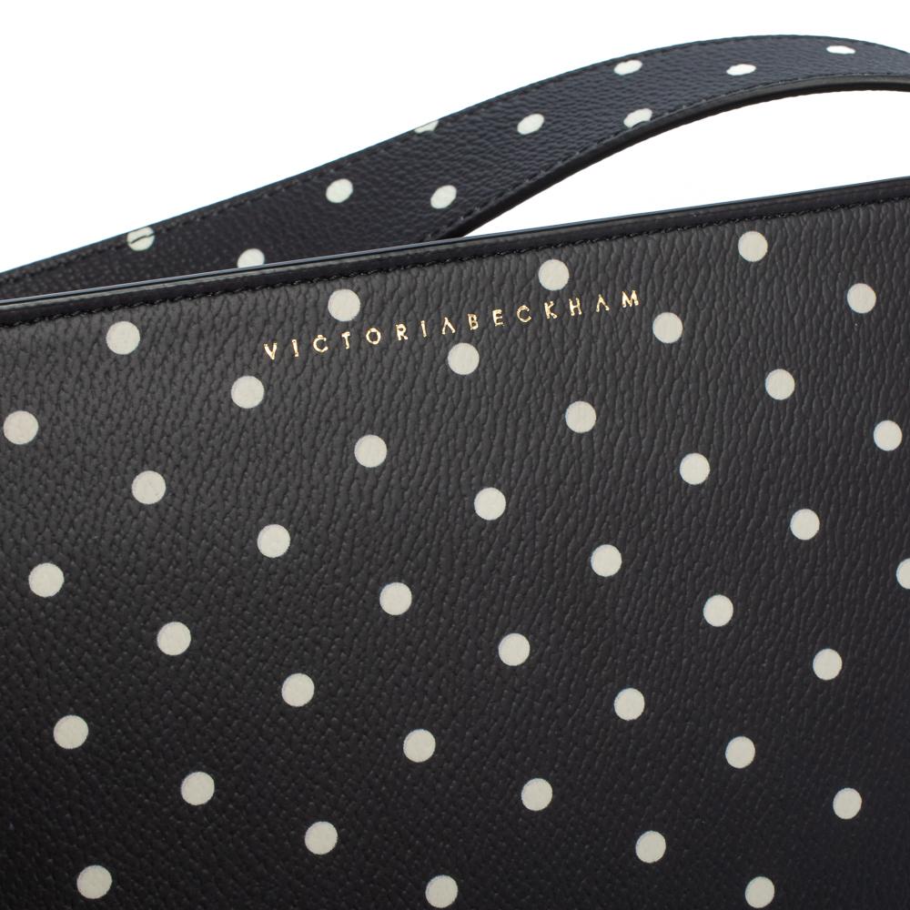 Victoria Beckham Black Polka Dots Leather Baby Half Moon Shoulder Bag 3
