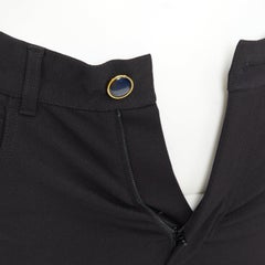VICTORIA BECKHAM – schwarze Hose aus einer Polyamid-Mischung mit hoher Taille, marineblau mit goldenen Knöpfen, Größe UK6