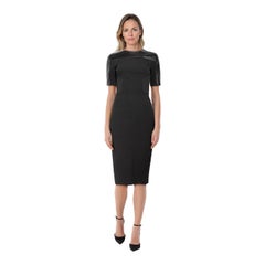 Victoria Beckham Black Python Trim Midi Dress Size M