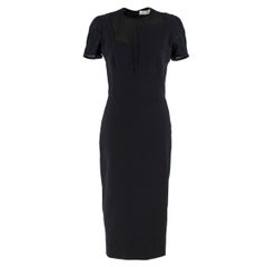 Victoria Beckham Black Sheer Panelled Fitted Midi Dress - Size US 6