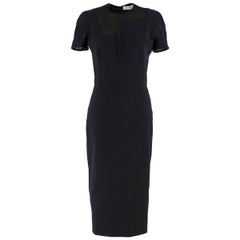 Victoria Beckham Black Sheer Panelled Fitted Midi Dress - Size US 6