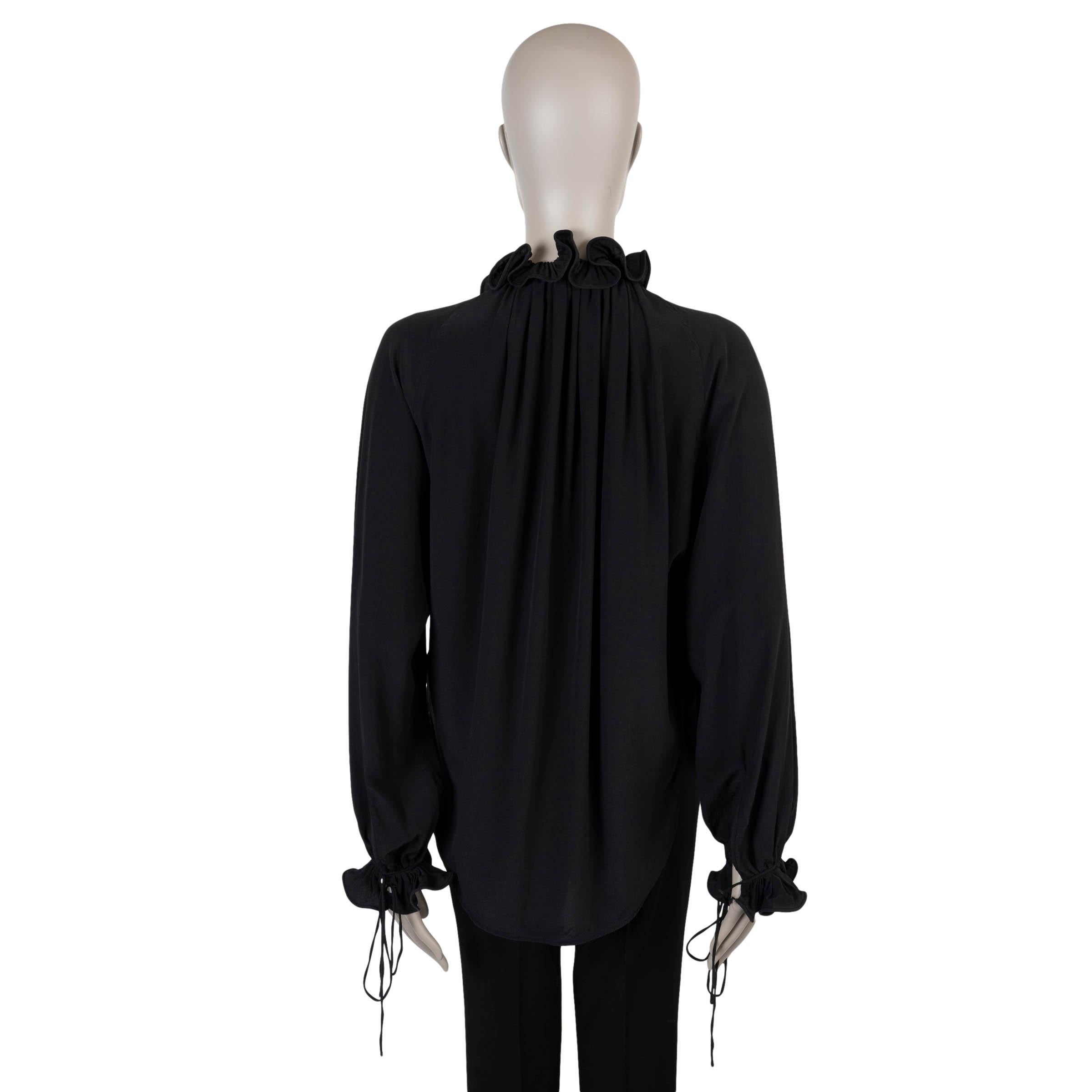 Nero Victoria Beckham, camicetta in seta nera 2023 CREPE PEASANT, 4 XXS, taglia S in vendita
