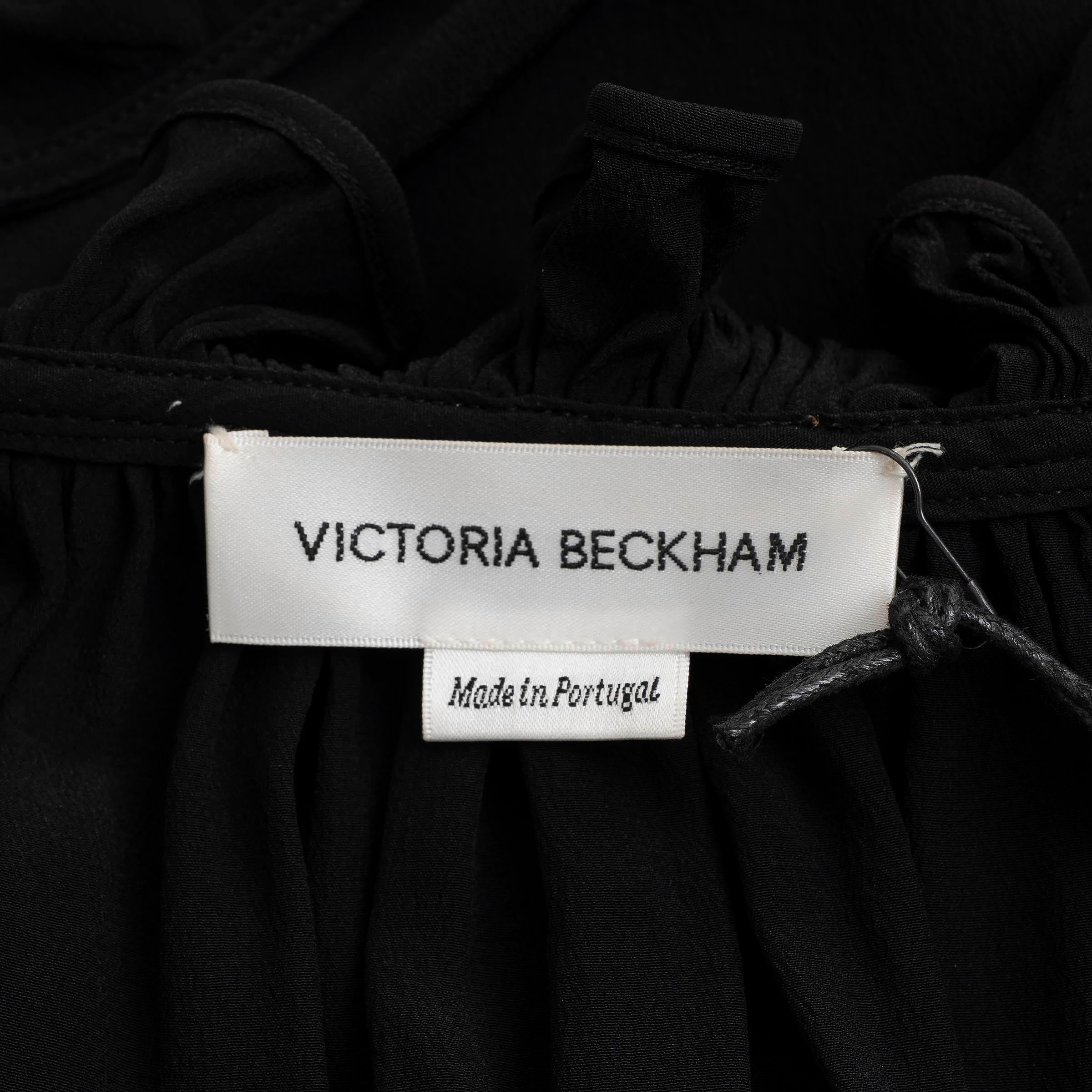 Victoria Beckham, camicetta in seta nera 2023 CREPE PEASANT, 4 XXS, taglia S in vendita 1