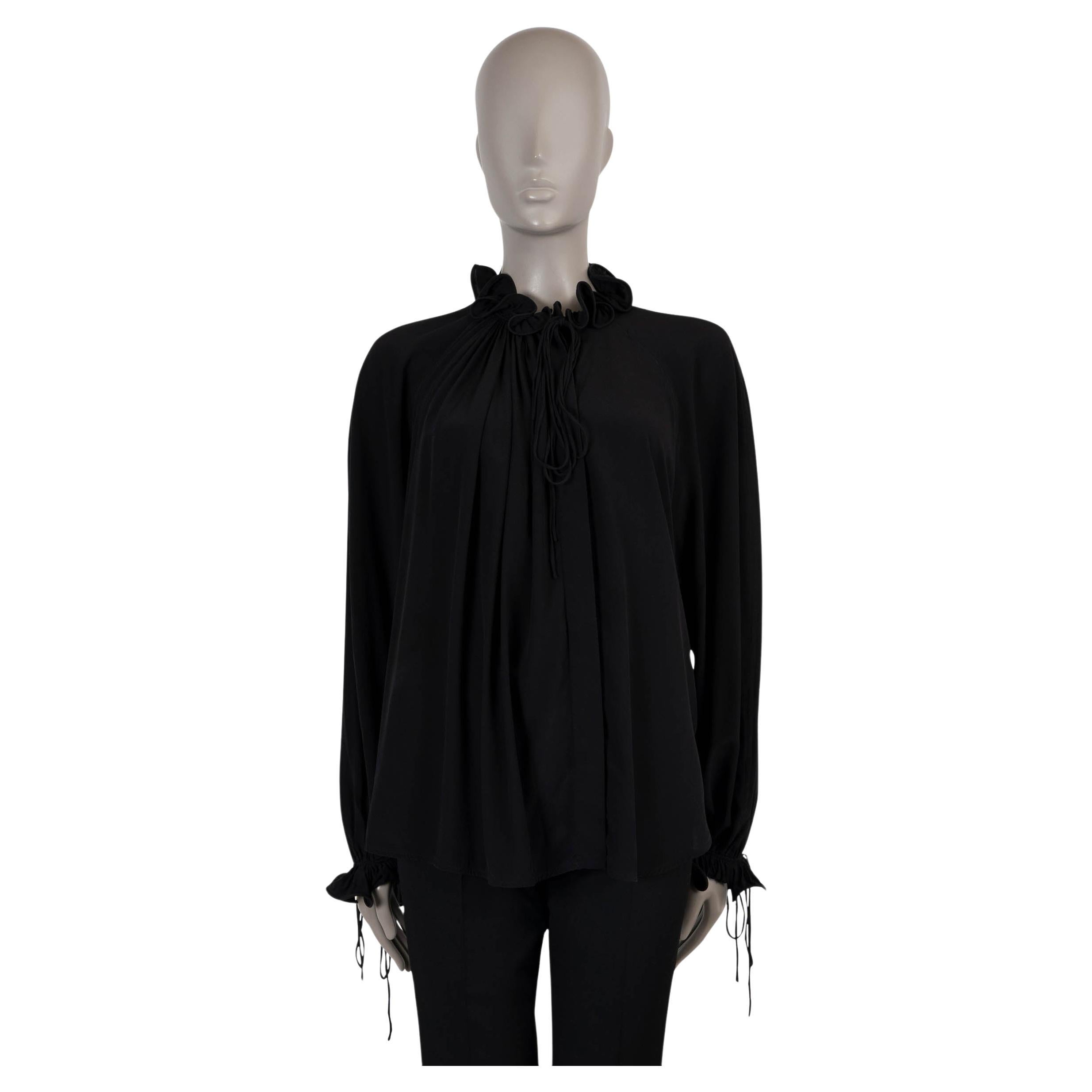 Victoria Beckham, camicetta in seta nera 2023 CREPE PEASANT, 4 XXS, taglia S in vendita