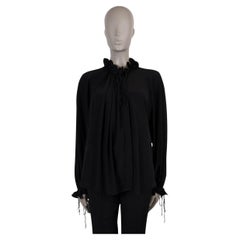 Victoria Beckham, camicetta in seta nera 2023 CREPE PEASANT, 4 XXS, taglia S