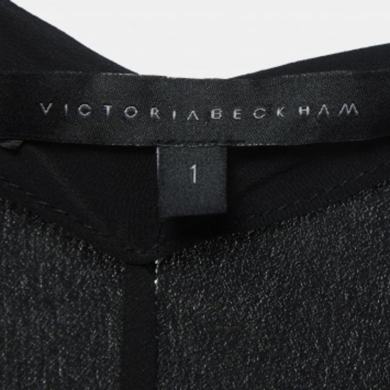 Victoria Beckham - Top à col bénitier profond en soie mélangée - Noir S Bon état - En vente à Dubai, Al Qouz 2