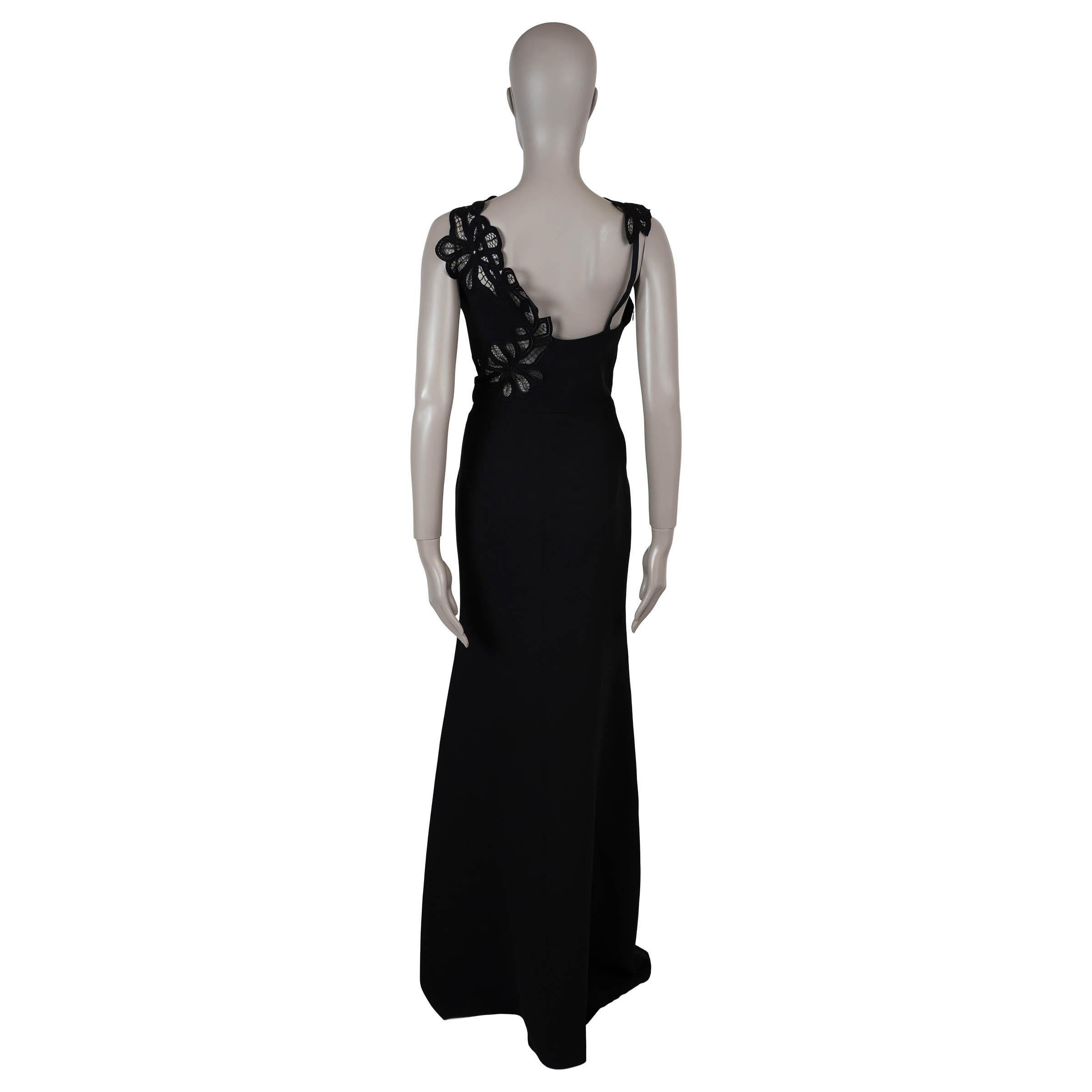 Noir VICTORIA BECKHAM robe 10 S en soie et laine noire 2016 avec détails en dentelle en vente